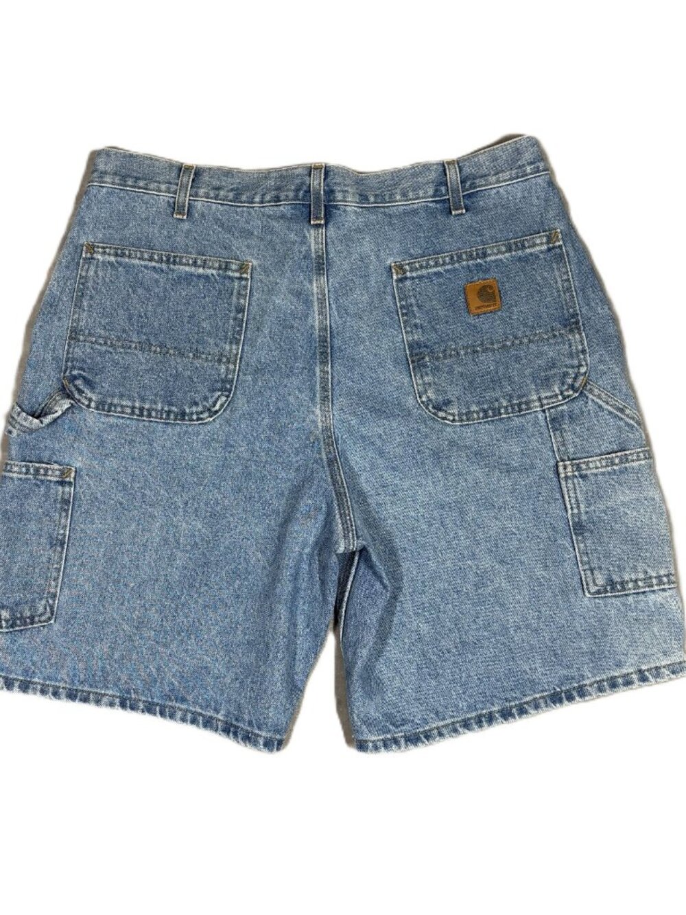 90s Carhartt Denim Shorts B29 STW Carpenter Jorts Jean Sz 38 Y2k Vtg Blue Mens